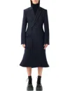 Balenciaga Women Godet Midi Double-breasted Wool Coat In Blue