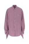 Balenciaga Oversized Striped Cotton Shirt With Knotted Cuffs In Pink