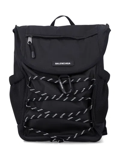 Balenciaga Ripstop Logo Backpack In Black