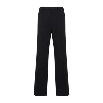 Balenciaga Straight Fit Stretch Twill Tailored Pants In Black