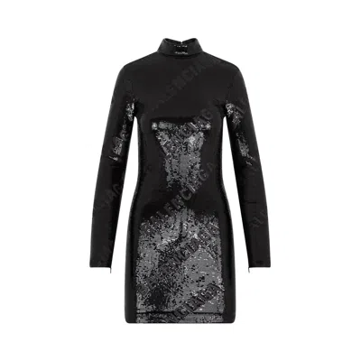 Balenciaga Turtleneck Dress In Black