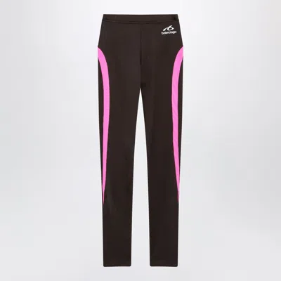 Balenciaga Womens Techwear Leggings In Khaki Brown And Neon Pink With Reflective Artwork