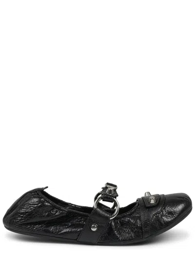 Balenciaga Black Le City Ballet Flats In Animal Print