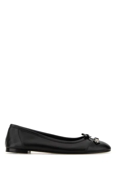 Balenciaga Women Black Leather City Up Ballerinas
