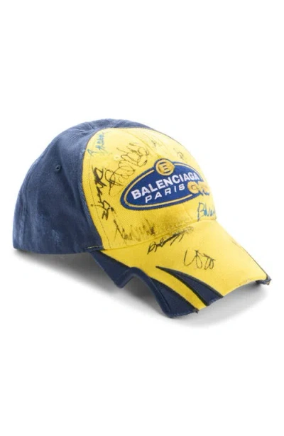 BALENCIAGA BALENCIAGA BANANA DISTRESSED COTTON TWILL BASEBALL CAP