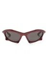 Balenciaga Bar Rectangle-frame Sunglasses In 红色