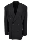 Balenciaga Barathea Black Double-breasted Jacket With Tonal Buttons In Wool Woman In Black