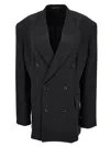 Balenciaga Barathea Black Double-breasted Jacket With Tonal Buttons In Wool Woman In Black