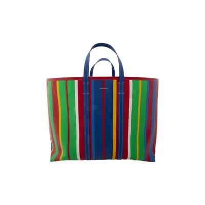 Pre-owned Balenciaga Barbes East-west Shop Striped Tote Bag 'royal Blue/multicolor' | Women's Size Onesize
