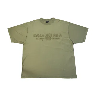 Balenciaga Barbwire Logo Oversized T-shirts Olive In Multi