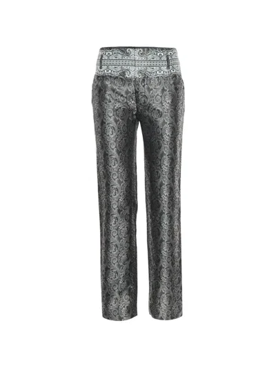 Pre-owned Balenciaga Baroque-paisley Brocade Trousers In Gray