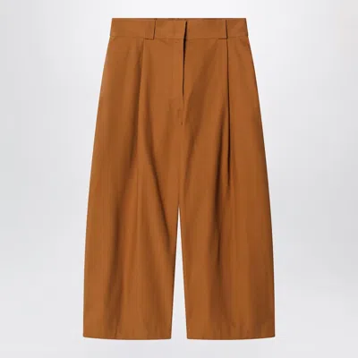 Balenciaga Barrel-leg Pleated Long Bermudas In Orange