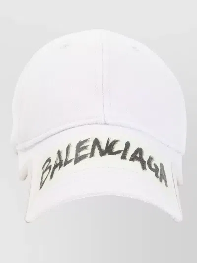 Balenciaga Baseball Cap Curved Brim Structured Eyelet Vents In White
