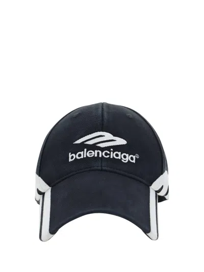 Balenciaga Logo Baseball Cap In Faded Black/white