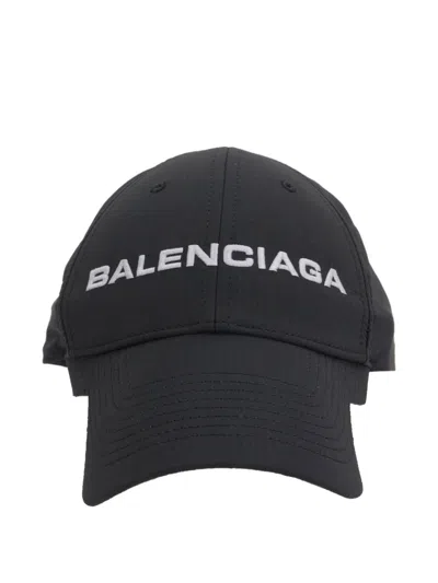 Balenciaga Baseball Hat With Logo In Black