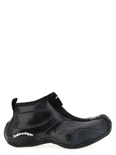 Balenciaga Basketball Neoprene-trimmed Rubber Sneakers In Black