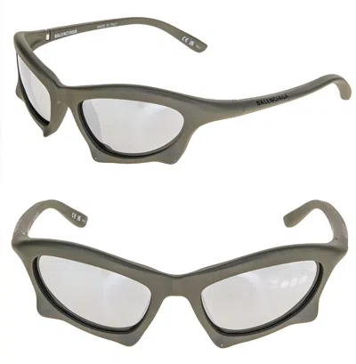 Pre-owned Balenciaga Bat 0229 Gray Silver Mirror 004 Fashion Demna Mask Sunglasses Bb0229s