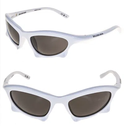 Pre-owned Balenciaga Bat 0229 White 004 Fashion Demna Angular Wrap Sunglasses Bb0229s In Gray