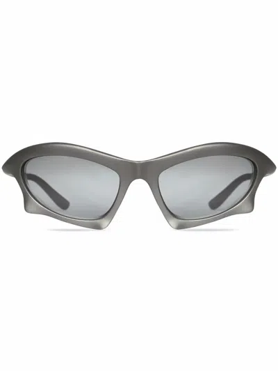 Balenciaga Bat Rectangle Sunglasses In Silver