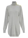 Balenciaga Batwing Button Mini Dress In Gray