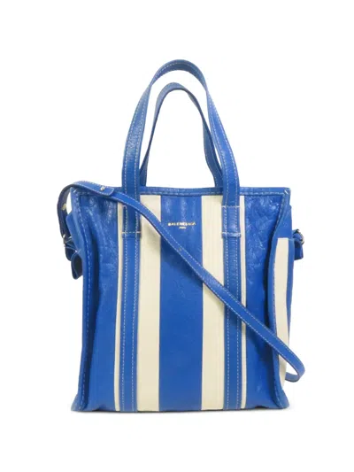 Pre-owned Balenciaga Bazaar Shopper Leather Tote Bag In Blue