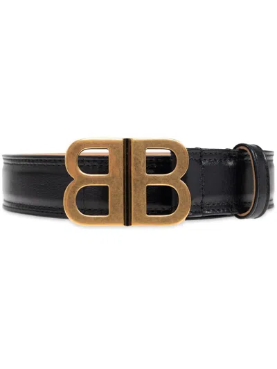 Balenciaga Bb 30 Black Belt With Golden Buckle