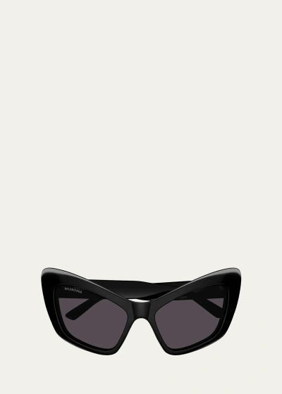Balenciaga Bb Acetate Cat-eye Sunglasses In Shiny Solid Black