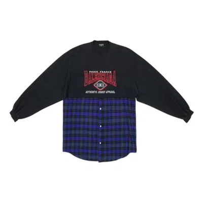 Balenciaga Bb Authentic Patched Long Sleeve T-shirt 'black Blue'