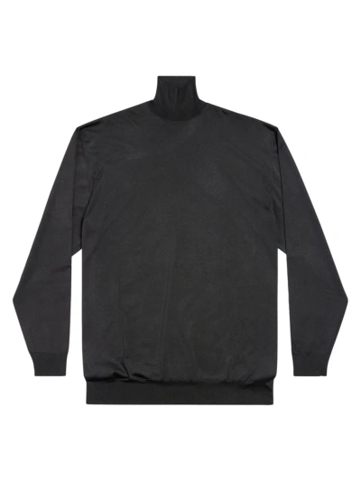 Balenciaga Bb  Oversized Turtleneck Sweater In Black