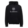 Balenciaga Faded-effect Slogan-print Hoodie In Black