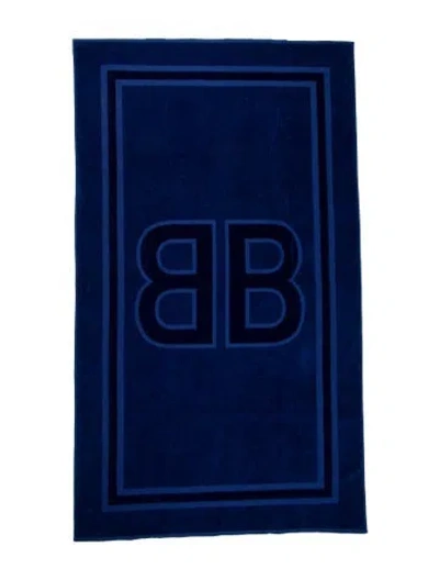 Pre-owned Balenciaga Bb Beach Towel In Blue