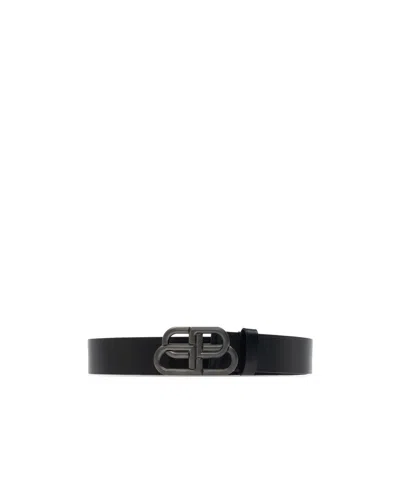Balenciaga Bb Buckle Belt In Black