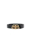 Balenciaga Bb Reversible Croc-effect And Smooth Leather Waist Belt In Black