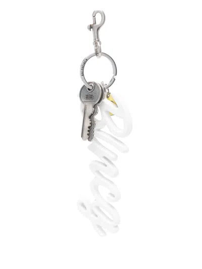 Balenciaga Bb Charm Keychain In White
