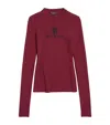 Balenciaga Ribbed Crewneck Long-sleeved Fitted Top In Pink