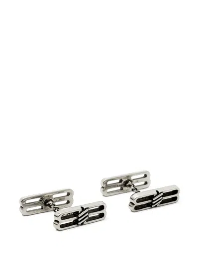 Pre-owned Balenciaga Bb Cufflinks In Silver