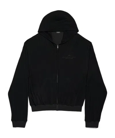 Balenciaga Bb Garderobe Zippered Hooded Hoodie In Black