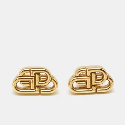 Pre-owned Balenciaga Bb Gold Tone Earrings