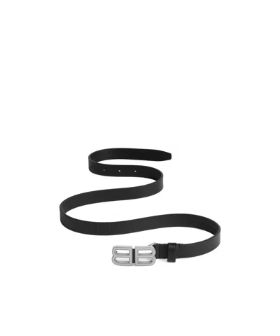 Balenciaga Bb Hourglass Leather Belt In Black
