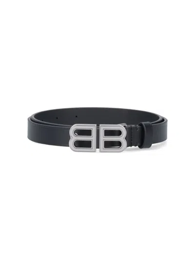 Balenciaga Bb Hourglass Thin Belt In Black
