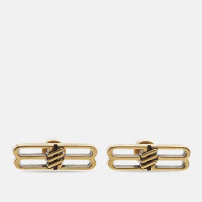 Pre-owned Balenciaga Bb Icon Gold Tone Earrings
