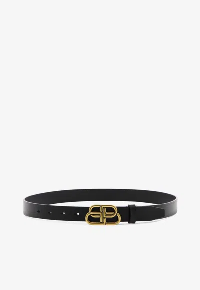 Balenciaga Bb Icon Leather Belt In Black