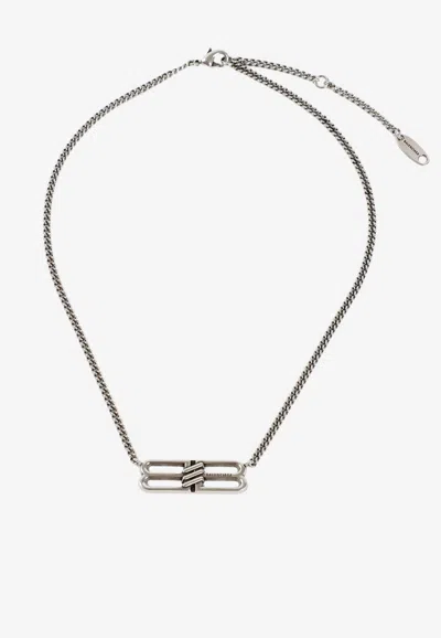 Balenciaga Bb Icon Necklace In Silver