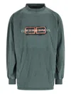 Balenciaga Crew Neck T-shirt Ribbed Cuffs Design In Green