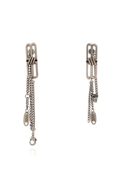 Balenciaga Bb Icon Tangled Earrings In Silver