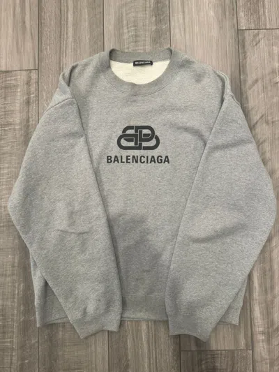 Pre-owned Balenciaga Bb Interlocked Logo Crewneck In Grey