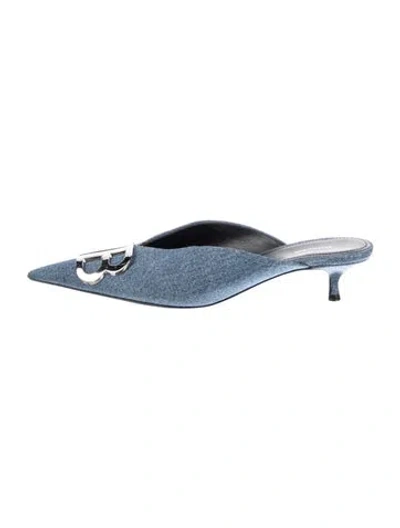 Pre-owned Balenciaga Bb Knife Denim Mules In Blue