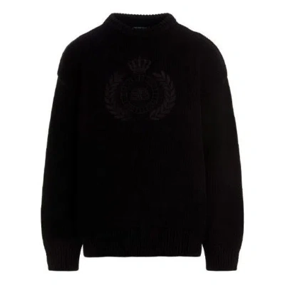 Balenciaga Bb Laurel Crown Logo Crewneck Knitted Sweater 'black'