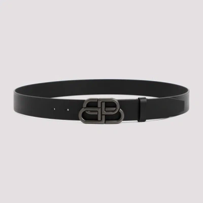 Balenciaga Bb Leather Belt Men In Black
