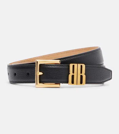 Balenciaga Bb Leather Belt In Black
